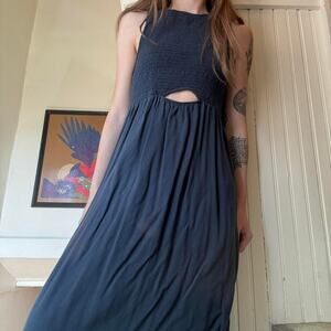 Isabel by Ingrid + Isabel Navy Blue Smocked Maxi Dress With Cut Out XS